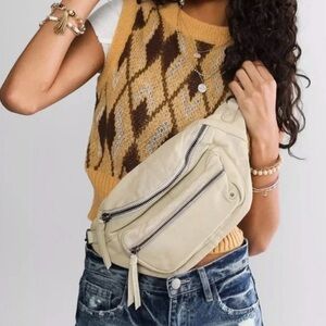 Free People Archer Leather Sling Bag Cream Crossbody Bag